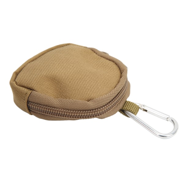 Mini Nyckelväska Bärbar Slitstark 1000D Rund Nylon Bärväska med Triangelspänne för Utomhus Hörlurar Tan