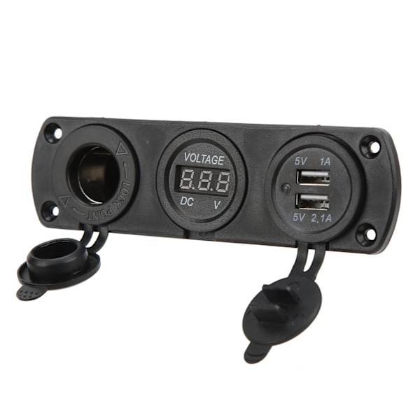 3-i-1-laderudtag Panel Dobbelte USB-udtag Panel Cigarettænderudtag LED Digital Voltmeter til Lastbil Marine RV