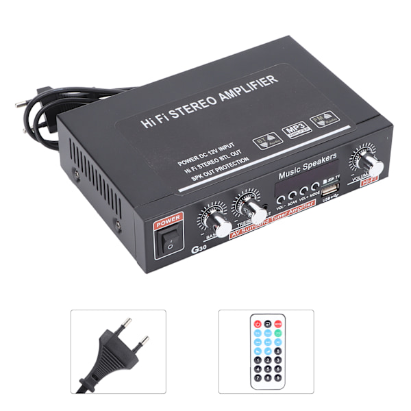 Mini Bluetooth-forsterker Intelligent Digital med Fjernkontroll EU-kontakt 220V