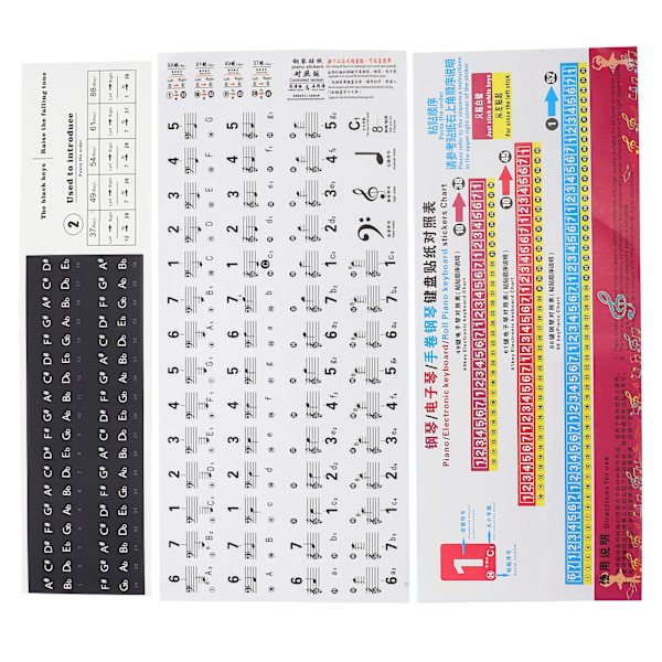 Piano Key Sticker Transparent Notation Paster 88 61 54 49 37 Keys Staff Självhäftande
