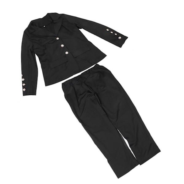 Kvinnor Jacka Byxor Affärskostym Slim Fit Bekväm Andas Enfärgad Kontorsarbetsdräkt Set Svart M