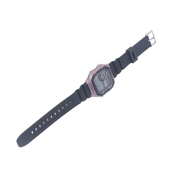 Elektronisk sportsur 12/24 timer vandtæt digitalt armbåndsur med lysende alarmfunktion Transparent Lilla