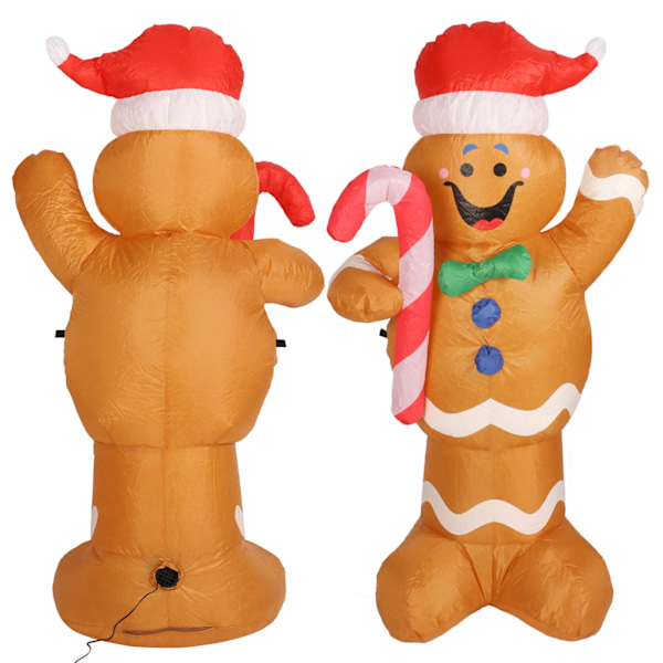 1,5 m höjd juluppblåsbara gummibåtar Pepparkaksman med godisrör Spränga gårdsdekoration Snögubbe med LED-lampor EU-kontakt 220‑240V