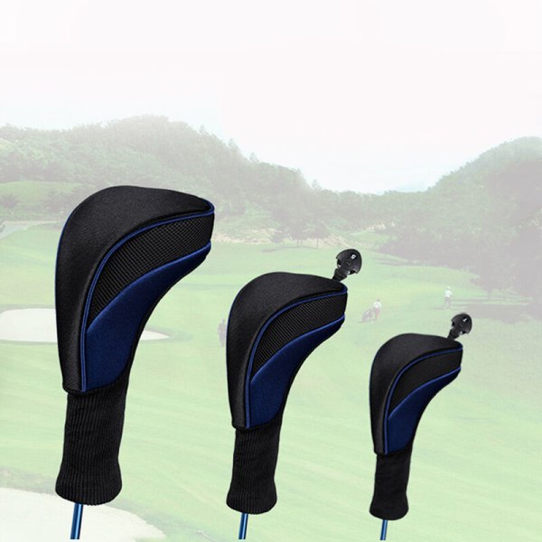 3stk Golf Head Covers Driver Fairway Woods Headcovers Golftilbehør, modell: YellowWhite