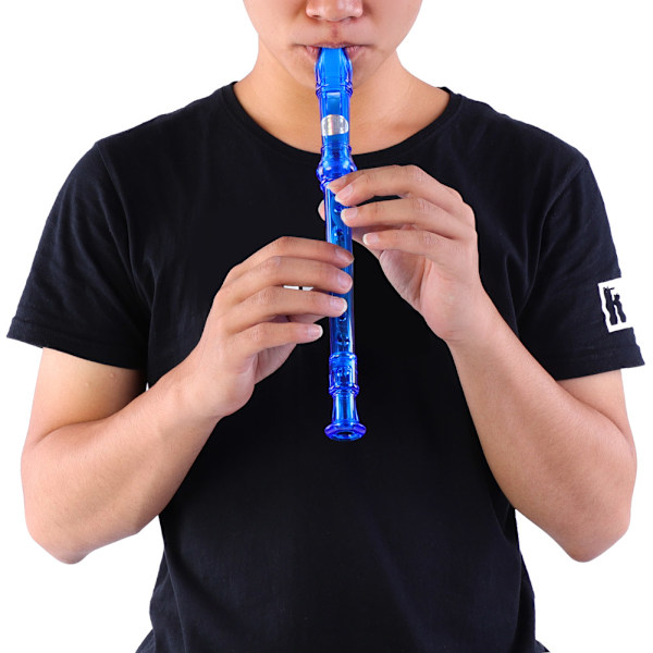 Plast 8-huls gennemsigtig Descant Recorder til børn Børnetræning (blå)