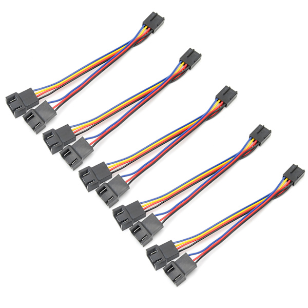 5 kpl Tuuletinjatkokaapeli johto 1-2 4-napainen liitin Splitter Adapter Virransyöttömuunnin