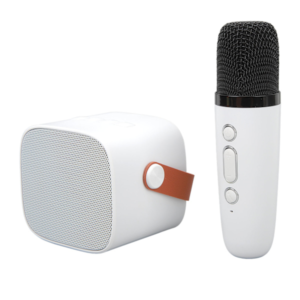 Mini Bluetooth-kaiutin Kannettava Langaton Kaiutin Karaoke-laite Mikrofonilla Kotijuhliin Syntymäpäiville Valkoinen