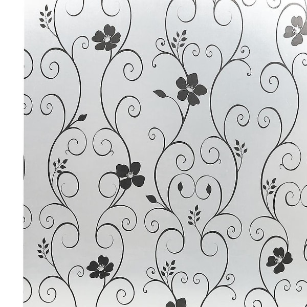 Dekorativ selvklæbende privat vinduesfilm Jern Blomst Frosted Glas Sticker Vinduesmærkater til badeværelse Soveværelse Kontor Køkken 45x100cm (sort) Black 45*100cm