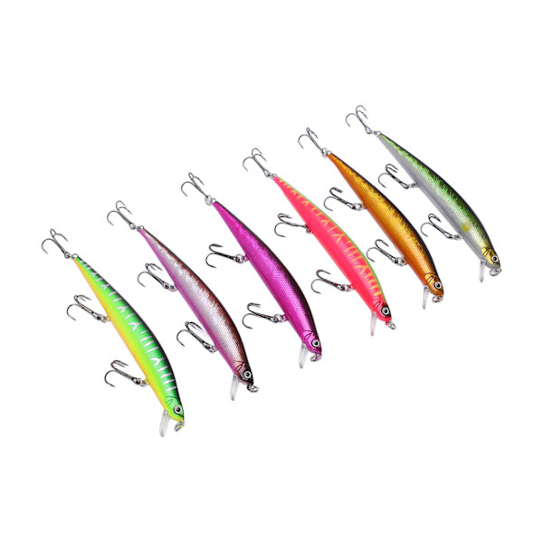 6 kpl Minnow-uistin, pitkä heitto, kelluva, keinotekoinen kovauistin, kala jig-uistin, wobbler