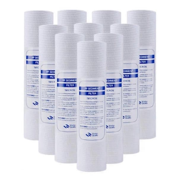 【NX】10 stk. universelt vandfilter PP bomuldsfilter, 5 mikrometer White
