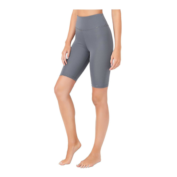 Grå Sport Tights Midjehöjande Shorts för Kvinnor