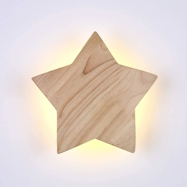 Led Wood Star Vägglampa Modern Kreativ Tecknad Vägglampa Nattljus Sänglampor För Baby Barn Sovrum Vardagsrum Vinds Massivträ Taklampa 30