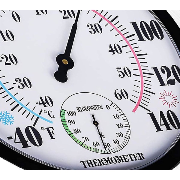 Indendørs udendørs termometer Stor væg termometer-vandtæt Kræver ikke batteri (sort)