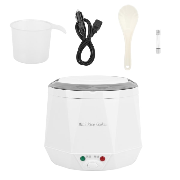 1.6L Mini Portable Electric Rice Cooker Rice Cooking Tool for 12V Car Use White