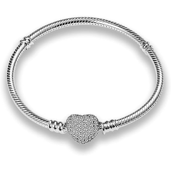 Kvinnors Pandora Charms Armband med 925 Silver Hjärtlås, Kvinnors Smycken Gåvor Jul Kvinna Födelsedag Mors Dag