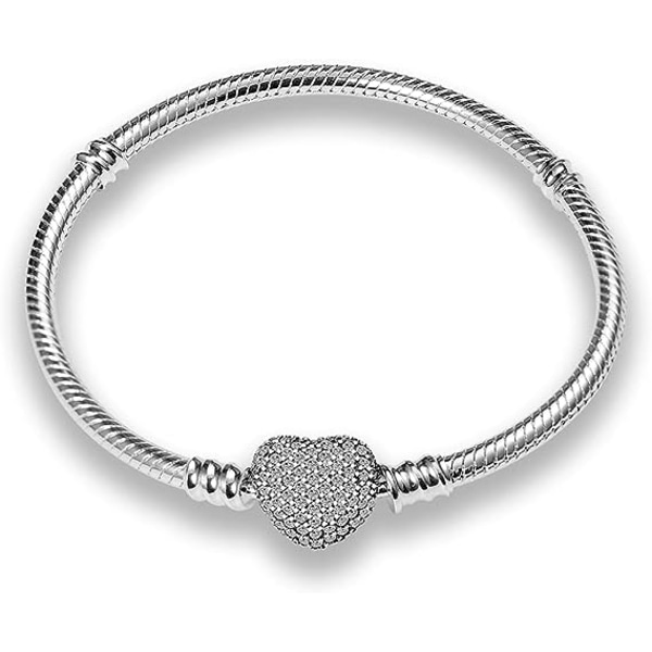 Pandora Charms-armbånd for kvinner med 925-sølvhjertelås, smykkegaver for kvinner Jul Kvinne Bursdag Morsdag