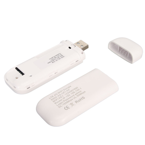 4G WiFi-router 150Mbps SIM-kortplads 10 enheder understøtter USB Plug and Play 4G LTE USB WiFi-modem til kontorrejser Hjem Hvid
