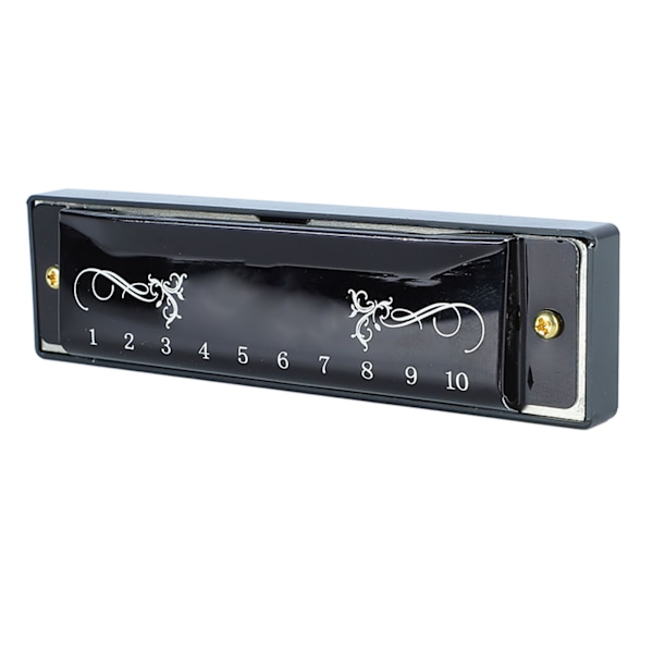 Munspel 10 hål 20 Tune C Key Professionell standard munorgan med fodral för barn nybörjare Svart