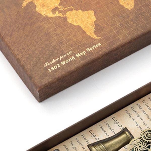 Fjerpen Seglvoks Stempel Sæt Retro Europæisk Stil Rustfrit Stål Nib Fjerpen og Blæk Sæt Sortlig Grøn