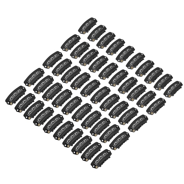 50 st Hårperukklämmor rostfritt stål U-formade 6 tänder hårförlängningsklämmor Svart 2,8 cm