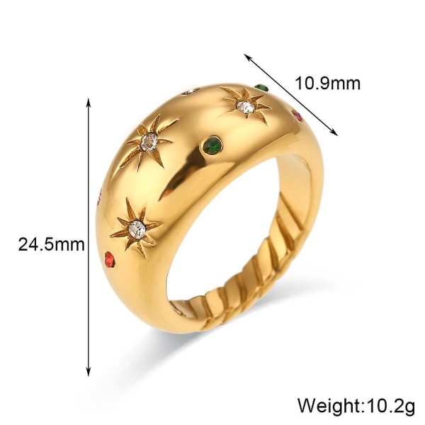 Trendy Dome Pave Colored Diamond Star Ring No.8