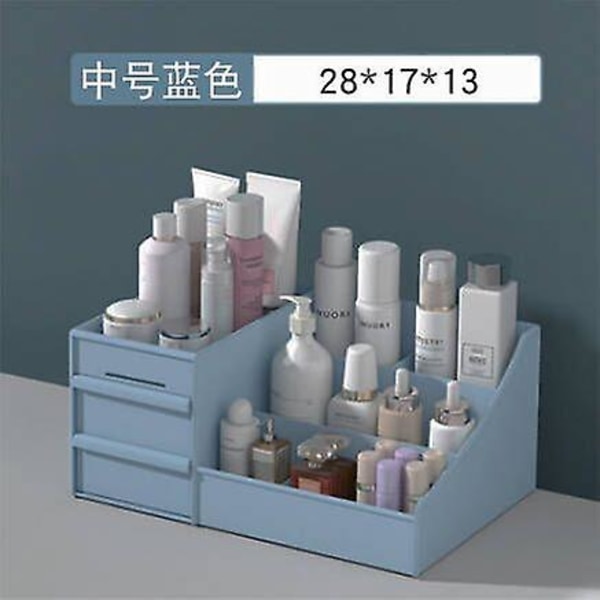 Lådatyp Kosmetika Förvaringslåda Bärbar Stor sovsal Makeuplåda Hudvård Bordsbyrå Plast Stor kapacitet blue M