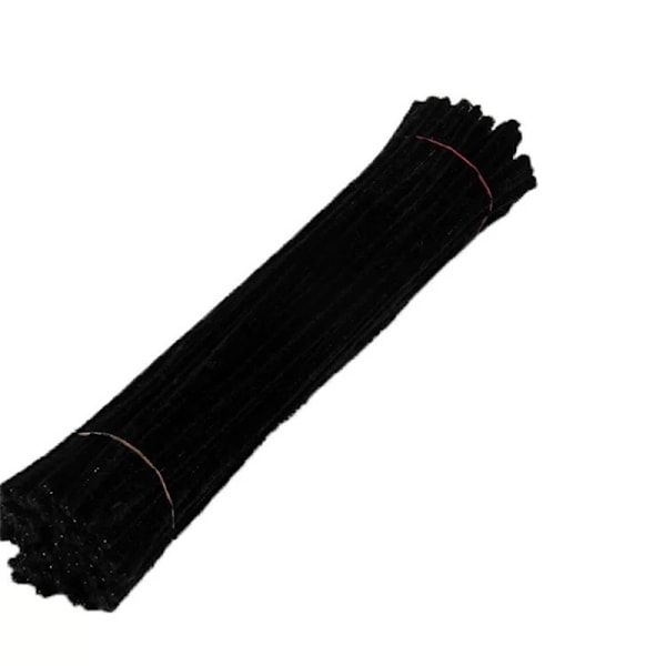 100 stk. Piberensere Fleksible Bøjelige Ren Farve Polyester Chenille Stængler DIY Børns Tidlige Uddannelse Håndlavede Legetøj Sort