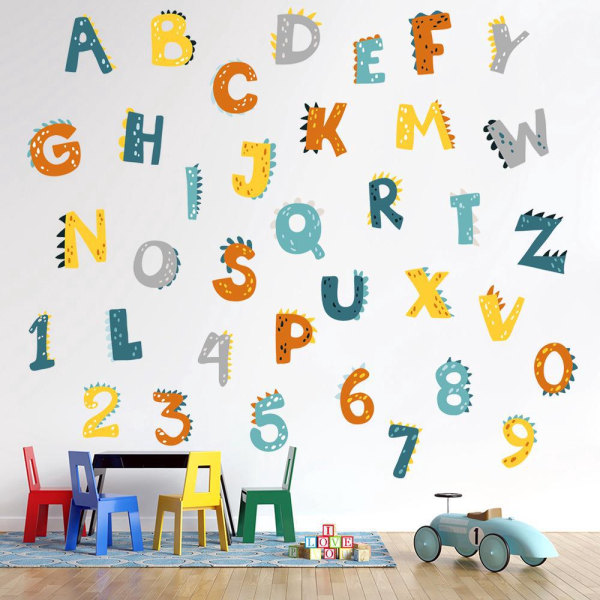 26 bogstaver og tal tidlig læring wallsticker stue soveværelse vægdekoration