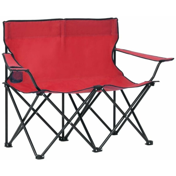 2-sits hopfällbar campingstol Stål och rött tyg