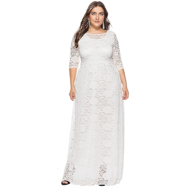 Elegant White Lace Party Gown for Women - Size 6XL