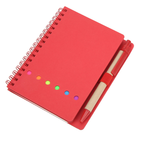 Bärbar anteckningsbok enkel dubbelspole läder anteckningsbok Student anteckningsblock med instickspenna Business Office StationeryRöd