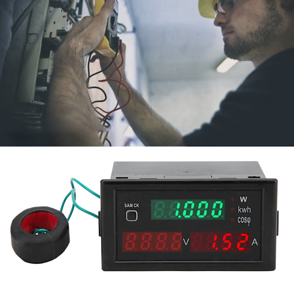 Digital AC-mätare LED-display Multifunktionell voltmätare StrömenergimätningsmonitorAC220V