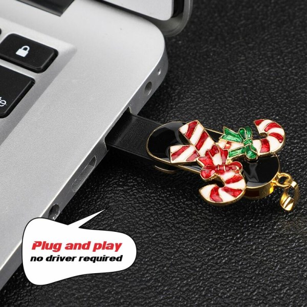 Christmas Series USB Key USB2.0 Mini USB Key, kompakt, bærbar, anti-tapt, høyhastighetsoverføring, 128 GB Crystal Candy