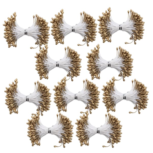 Perle Støvdrager Gylden Gips Simulation Dobbelt Ende Kunstig Buket Fremstilling Tilbehør (3mm（#6） 900)