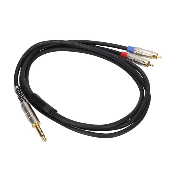 1/4in TRS Han til Dobbelt RCA Han Kabel Stik i 6,35mm TRS til 2 RCA Splitter Mikrofonkabel 1,8m