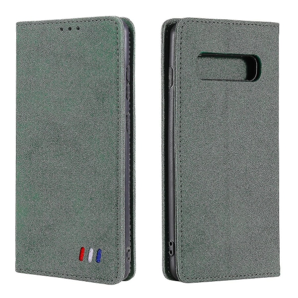 Samsung Galaxy S10 Plus case Magneettisesti suljettava lompakko Kirja Flip Folio Jalusta Näkymä Cover Iskunkestävä - Vihreä