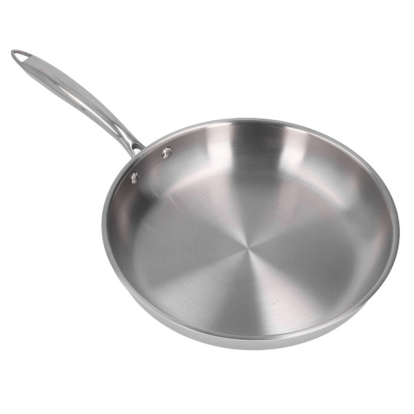 Stegepande i rustfrit stål, tykt 304 rustfrit stål, uden belægning, 3-lags stegepande i rustfrit stål til omelet, 11,02 tommer