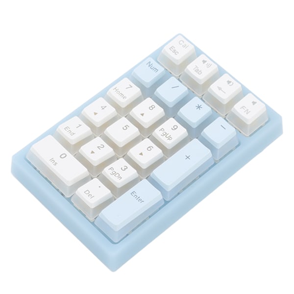 21 Tasters Numerisk Tastatur RGB Baggrundsbelyst Ergonomisk Lille Mekanisk Numpad Numerisk Tastatur til Bærbar Computer Blå og Hvid