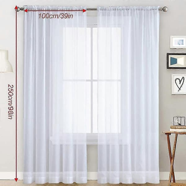 Voilegardiner med volanger i linoptikk transparent White