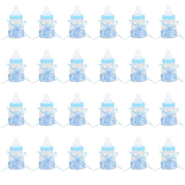 24Pcs Fillable Bottles Sweet Candy Box Gift for Baby Shower Party Decorations(Blue)