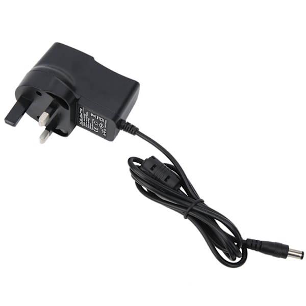 Effektpedal Strømforsyningsadapter 9V 1A for elektrisk gitar, orgel, keyboard, forsterker 100‑240V UK-kontakt