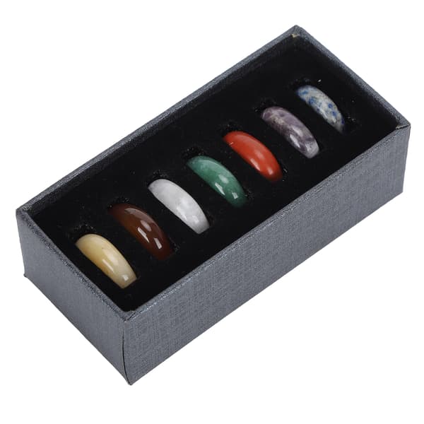 7 stk. Chakrasteiner som symboliserer kroppschakraer, samling for sjelefred med etui
