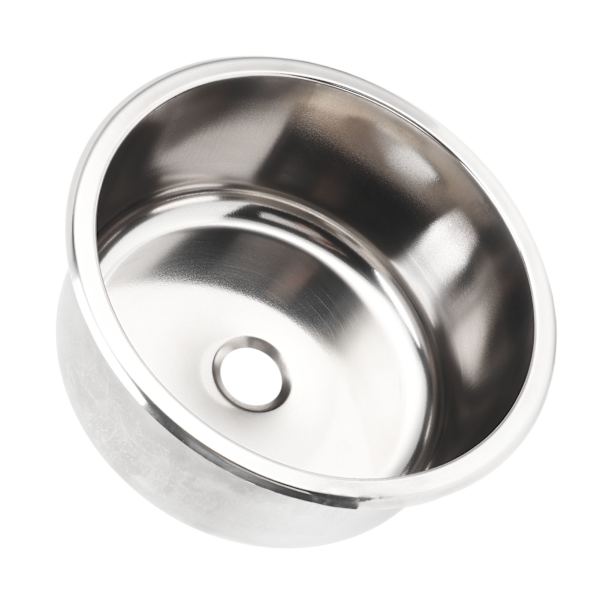 295x130mm RV Vask 304 Rustfrit Stål Rund Rustbestandig Stor Kapacitet til Yacht Campingvogn