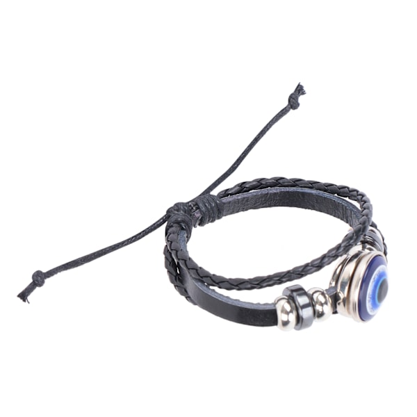 Blåt Ondt Øje Armbånd Tyrkisk Stil Justerbar Længde Håndvævet Læder Smykker til Mænd