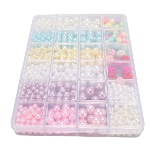 24 rum 24 farver imiterede perler 4 størrelser DIY håndlavede imiterede perler perler med huller til mobiltelefonhatte
