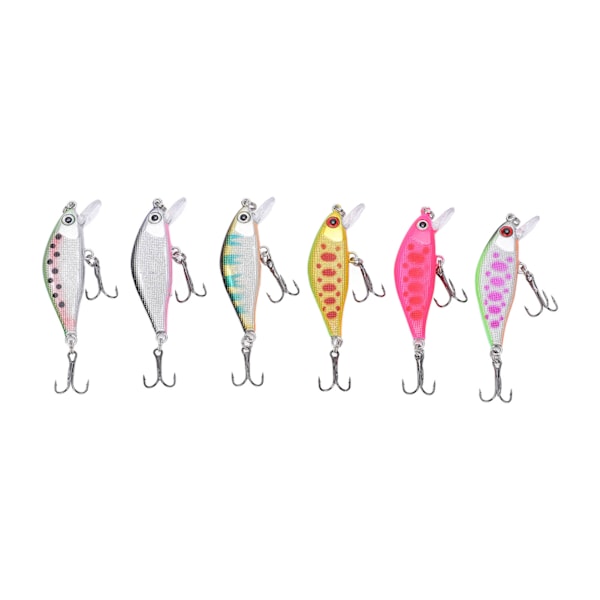 6 st 4,3g 5cm Minnow Fiskebete Multilager Målad Artificiell Fiskebete