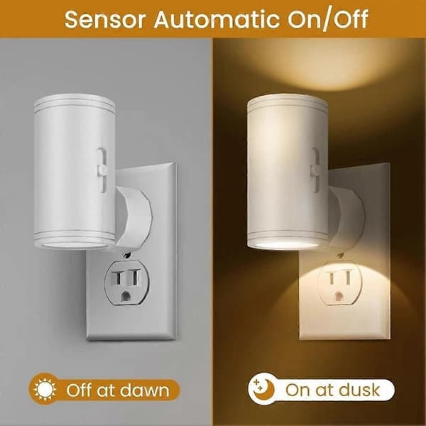 Natlamper til stikkontakt Dæmpbare LED-væglamper med lyssensor 3 temperaturer Natlys til soveværelse White Uk plug