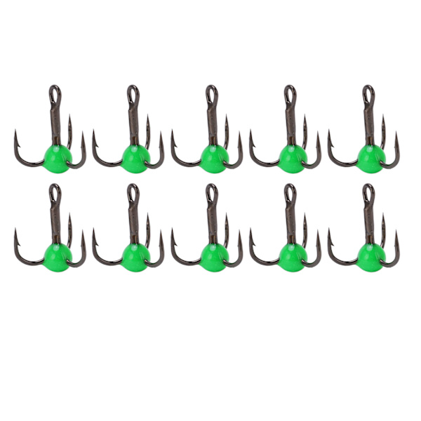 10 st/set Vinterisfiske Treankarkrokar Korrosionsbeständighet Lockfärg Borrkrok Grön