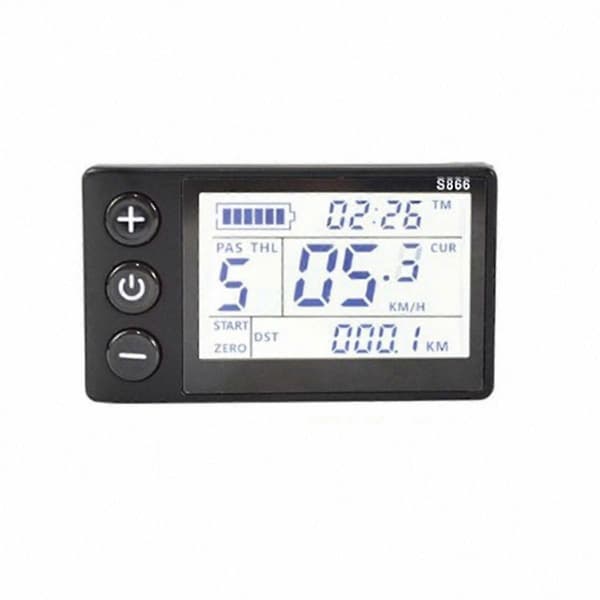 LCD-kontrollpanel for elsykler og scootere med vanntett kontakt Black