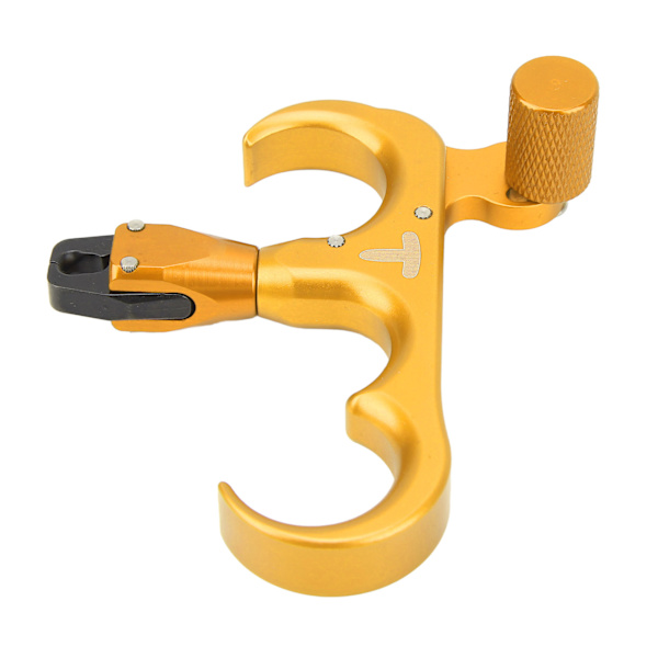 3-Finger Håndholdt Bueskydningsudløser Aluminium Legering Tommelfingerudløser til Compound Bue Justerbar 360 Graders Rotation Venstre Højre Hånd Guld
